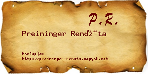 Preininger Renáta névjegykártya